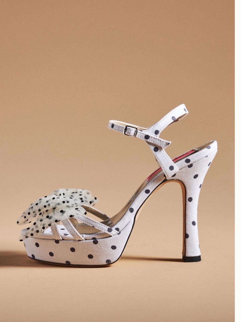 NWOT -Anthropologie Custommade Arlina Tulle Polka Dot Heels size 38